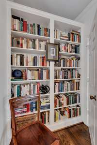 Built-in bookshelves in primary suite