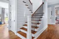 Shiplap going up the staircase.