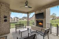 Covered porch with wood burning fireplace-recently added