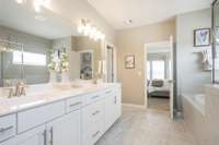 Spacious double vanities (model home image)