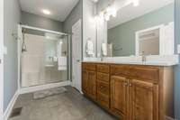 Master Bath ,Double Vanities, Tile floor