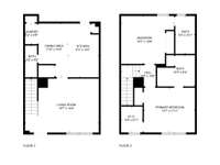 Downstairs and upstairs floor plans. (Measurements are approximate.)