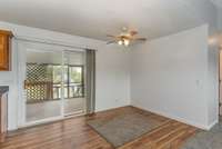 Dinning area with laminate flooring