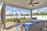 Check out this oversized patio, and it's covered!