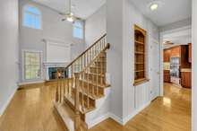 Built in bookcase in the downstairs hallway.