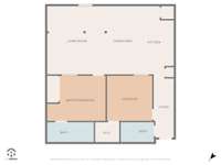 Floor plan. #249 is a very rare single-level 2-bedroom condo at Werthan. No mezzanine levels, half-walls, or spiral staircases. Extremely practical, stair-free living.