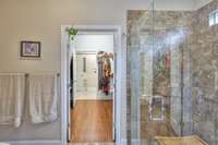 Huge, ADA compliant walk-in tile shower!!!!