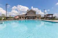 The pool outside of the clubhouse is ginormous.