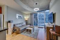 Living room with floor-to-ceiling windows