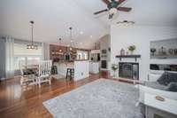 Living room, dining area, and kitchen