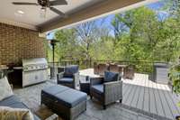 Covered deck, grill attached to natural gas line from house