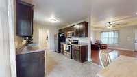 There is generous space between the counters so you should not feel cramped while in this kitchen.