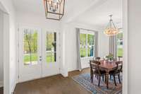 Formal dining room accommodates a large table