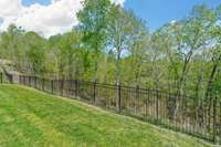 The fenced portion of the backyard.