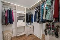 The primary guest house bedroom walk-in closet.