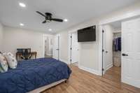 Walk-in closet, recessed lighting and ceiling fan as well as an ensuite bath.