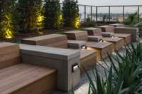 Green Roof seating areas for lounging and reading a book or relaxing with a glass of wine and friends.