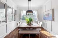 Dining area adjacent to kitchen with a 2nd door to the patio