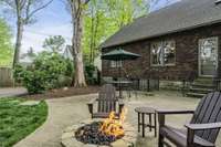 custom patio and gas fire pit.