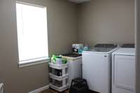 Laundry room and half bath combination.