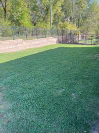 Backs to HOA retainer wall and serene tree line.  Add flower beds, trees, fire pit or your choice of entertaining options - you have a blank slate to make it your own.