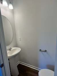 Downstairs has perfect size powder room