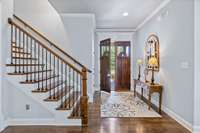 A soft color palette and beautiful hardwoods are apparent throughout the first floor.