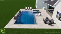 Rendering for marketing purposes only.  Great space for a pool. Pool not included in price.