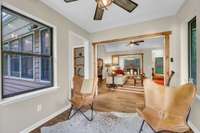 View from Sunroom looking toward the Den