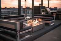 The Fire Feature adds a sense of warmth to this terrace space...