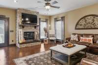 Custom stone fireplace and rustic mantle