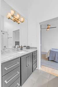 Jack and Jill bathroom between two upstairs bedrooms