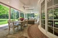YOU'LL WANT TO LIVE ON THIS COVERED PORCH! CEILING HEATERS FOR THE CHILL AND CEILING FANS FOR THE HEAT