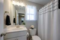 Full Bath 3 of 4 Located upstairs Curved shower curtain rod gives user extra space!