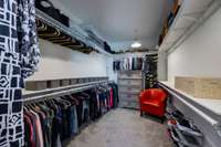 Primary Closet - extra large with electrical outlets and reinforced heavy-duty shelves