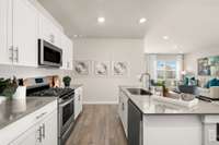 Quartz countertops in kitchen *Photos of model home, same plan, different features/finishes