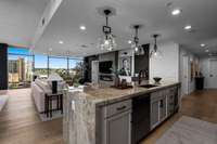 Extra large kitchen island.