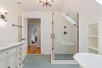 Charming vintage style second level bathroom