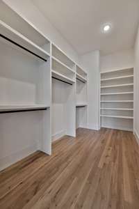 The primary closet provides abundant storage for your wardrobe.