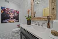 A powder room packed with style.