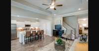 Stock photo showing great room looking back towards front door