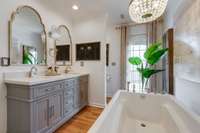 MAIN HOUSE UPPER LEVEL VIEW OF ON SUITE BATH DOUBLE VANITY