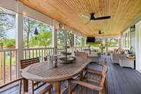 This gives you a full view of the 401 sq. ft. screened porch with Trex composite decking.