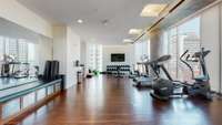 Owners have a private workout room on the 8th floor that overlooks the workout room for all residents on the 7th floor