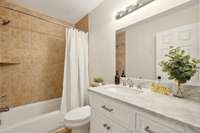 Hall Bath with Beautiful Vanity and Marble Top