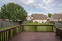 Deck overlooking the backyard