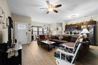 another view of the living room that shows the open floorplan.