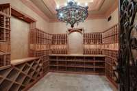 Wine cellar with over 1400 wine bottle capacity.