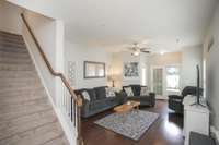 Wonderful floor plan with living room, kitchen, half bathroom and primary suite all on the first floor.