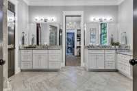 Primary Bathroom with double vanities.